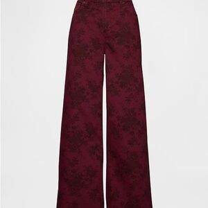 GAP Floral Burgundy Wide-Leg Pants